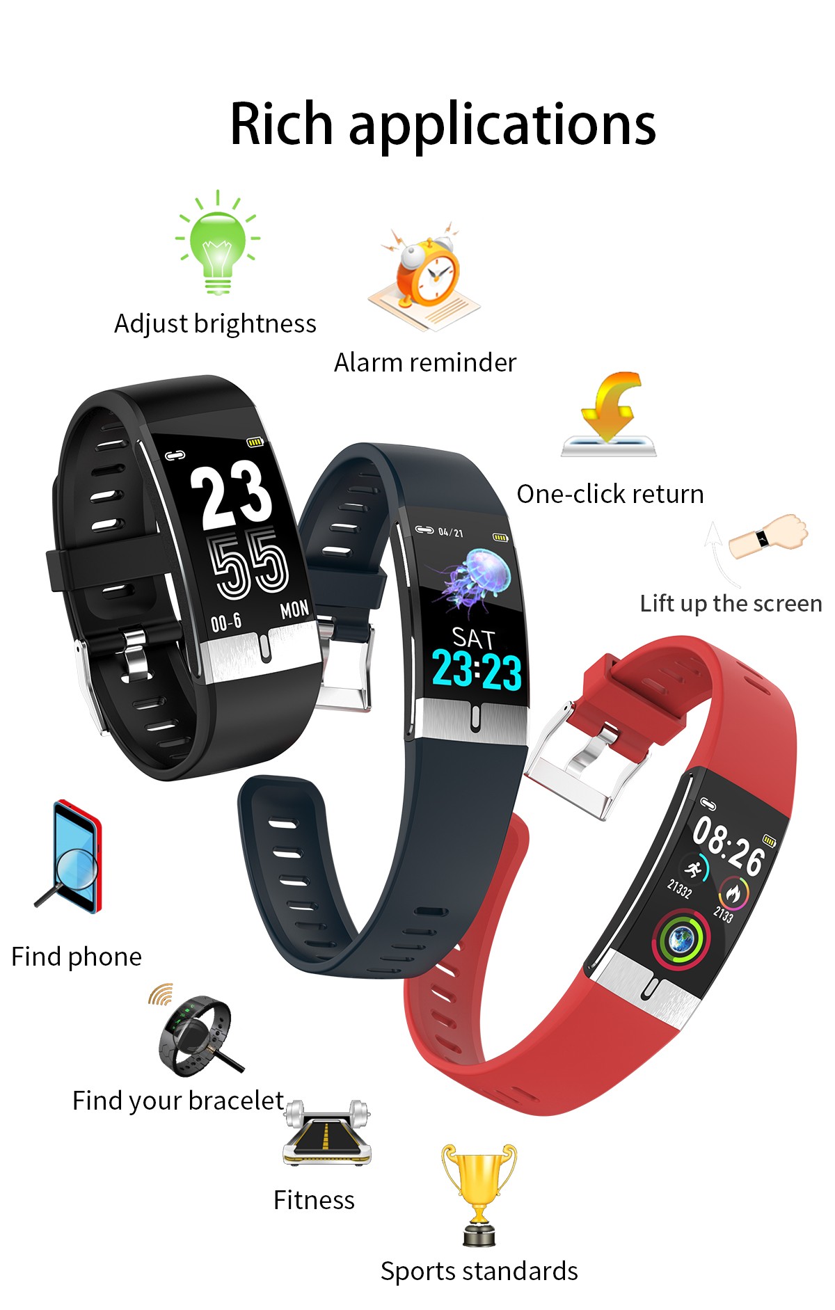 E66 Temperature Measure Smart Watch Rich applications